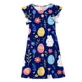 thumbnail image 4 of DAETIROS Girls Easter Dress Bunny Rabbit Easter Egg Floral Print Ruffle Sleeve Tiered Skirt A-Line Spring Church Birthday Party Dress Soft Comfortable Sizes 5-14 Years,Size 13 T, 4 of 7