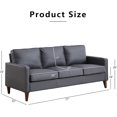 77” Mid Century Modern Sofa Couch, 3 Seater Faux Leather Couches for