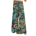 thumbnail image 2 of Cxenplz Palazzo Pants for Women 2025, Elastic High Waisted Boho Casual Loose Wide Leg Pants Plus Size Print Baggy Lounge Trouser Pants, 2 of 6