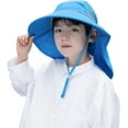 thumbnail image 2 of Minzimin Kids Sun Hat with Neck Flap UV Protection Summer Toddler Beach Hat Unisex Ponytail Hat Wide Brim Fishing Hat, 2 of 6