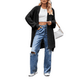thumbnail image 1 of Women Lightweight Cardigan Sweater Mid Length Solid Color Long Sleeve Open Front Fall Winter Knit Coat Outwear, 1 of 4