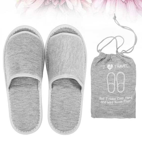 ORDDIART 1 Pair Portable Foldable Travel Slippers Grey, Lightweight and Washable for Comfortable Trips