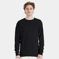 thumbnail image 2 of CROWN CRAZE - Garment-Dyed Long Sleeve T-Shirt | 5.5 Oz, 100% cotton Assorted Tees, Taped neck Bulk T-Shirts, Color - Black, pack of 6 Tee | Size- S, 2 of 5