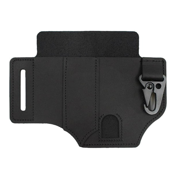 Estuche organizador de bolsillo para guardar herramientas multiusos con presilla para cinturón de cuero sintético Negro