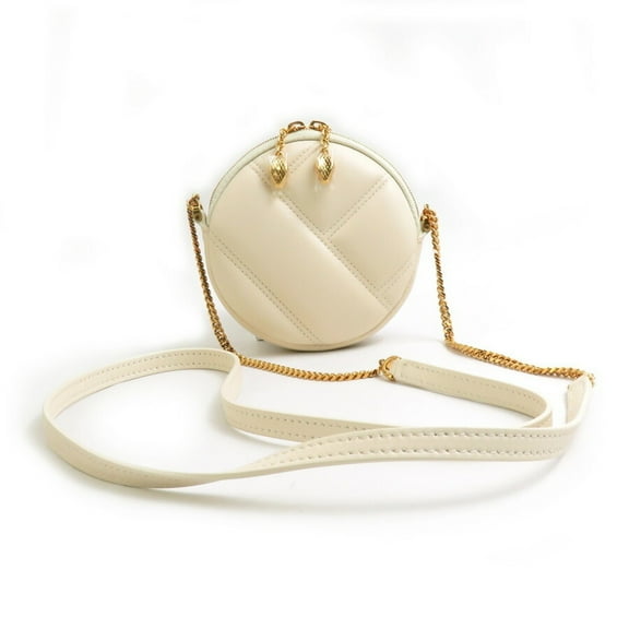 Pre-Owned BVLGARI Wallet/Coin Case Neck Pouch Serpenti Leather Light Beige Women's... (Good)