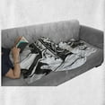 thumbnail image 6 of Music Soft Flannel Fleece Throw Blanket, Illustration of Jazz Band Playing the Blues in New York in Moonlight Retro Design, Cozy Plush for Indoor and Outdoor Use, 70" x 90", Black White, by Ambesonne, 6 of 6