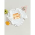 thumbnail image 3 of Wassery Newborn Baby Boys Girls Thanksgiving Day Outfit Long Sleeve Pumpkin Pie Print Romper Jumpsuits 3 6 12 18 Months Infant Thanksgiving Clothes Costume 0-18M, 3 of 9