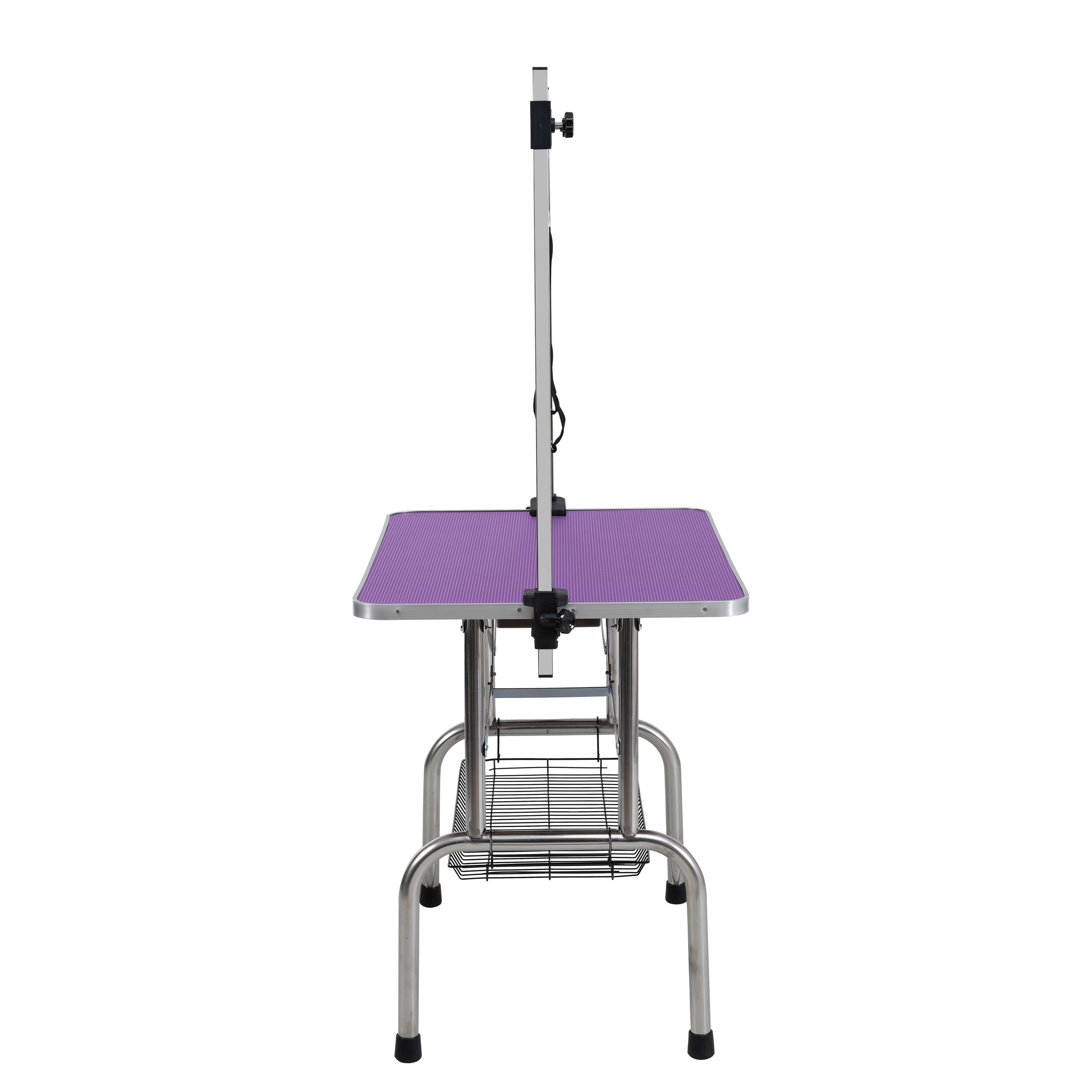 46" Folding Dog Pet Grooming Table Stainless Steel Frame Rubber Mat on Board with Adjustable Arm and Clamps pet dog Cat Grooming Table