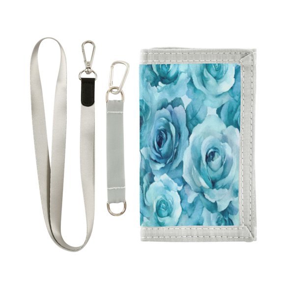 Cloth Purse Boys' Novelty Wallets Girls' Novelty Wallets Men's Wallets Women's Wallets Card Wallet Cash Wallet Student ID Bag Coin Wallet Turquoise Roses
