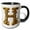 Black/White, variant on 3drose, Elegant Image of Gold Victorian Ornate Monogram Initial H, 15oz Mug
