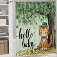 thumbnail image 5 of Shower Curtain Sets 4 Piece Non-Slip Rugs And Toilet Mat Lid Rug Accessories Cat Shamrock Spring Tree Waterproof Fabric Bath Curtains St Patricks Day Decor for Bathroom Decor Sets, 5 of 8