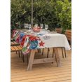 thumbnail image 3 of Outdoor Tablecloth with Umbrella Hole for Patio/Picnic/Party/Camping, 4th of July Waterproof Table Cloth Rectangle Table Cover Washable, Red Blue Independence Day Floral Star Rustic (60"x 84"), 3 of 9