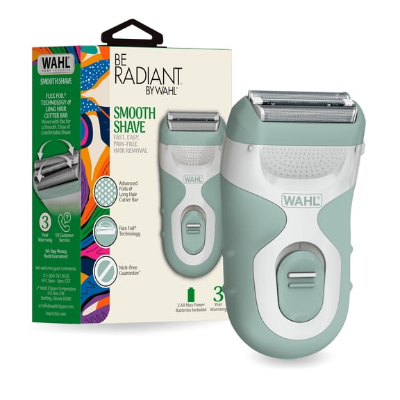 Wahl Be Radiant Ladies Smooth Shave, Flex Foils, Battery Operated, Sage Green 3028462