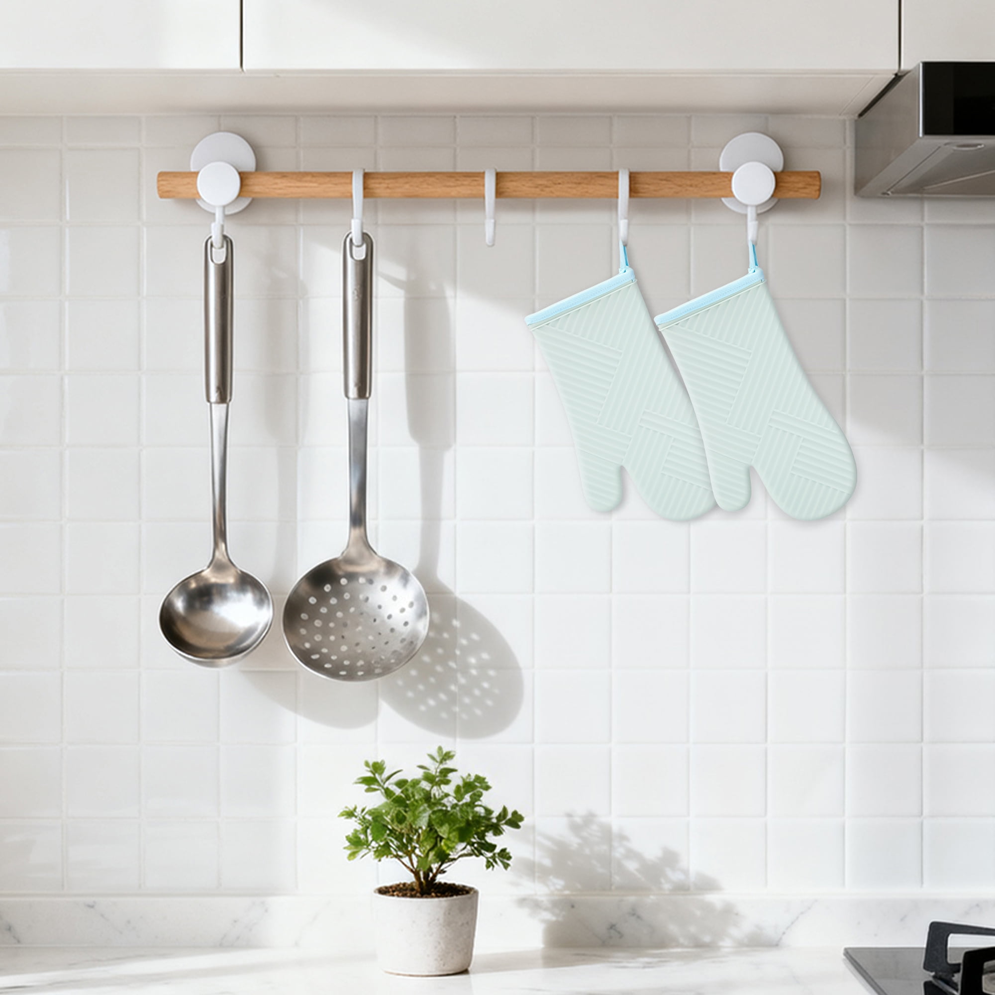 REGALWOVEN Oven Mitts and Pot Holders Sets of 4, Heat Resistant and Non-Slip Turquoise 13x7.5inch