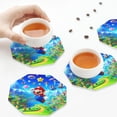 thumbnail image 7 of Lsque Mario Pattern 4" Drink Coasters Set of 4, PVC Leather Absorbent Coasters, Table Coaster Set Decorative Coffee Cup Coasters Housewarming Gift, 7 of 7