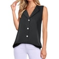 thumbnail image 2 of Camisetas sin mangas para mujer, estilo informal, elegante, con cuello en V, sin mangas, con botones, para trabajo, viaje de negocios, 2 of 5
