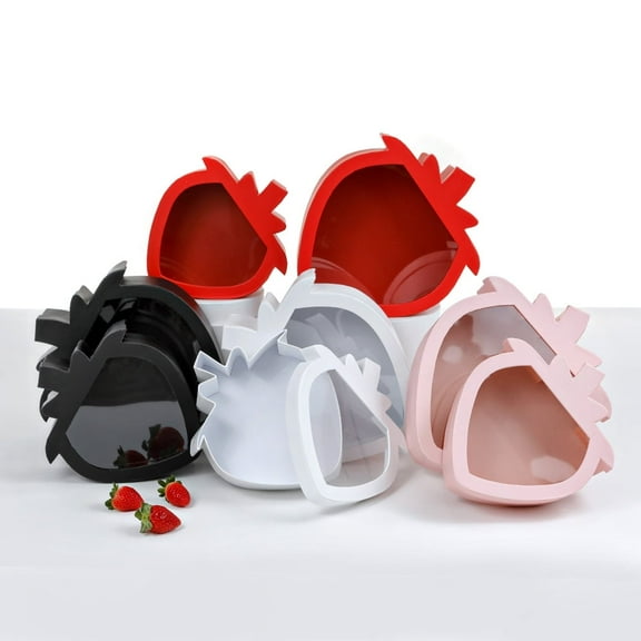 Unikpackaging Set of 2 pcs Strawberry-Shaped Gift Boxes for Flowers, Chocolates, and Gifts | Perfect for Valentine's, Birthdays, and Special Occasions, Black