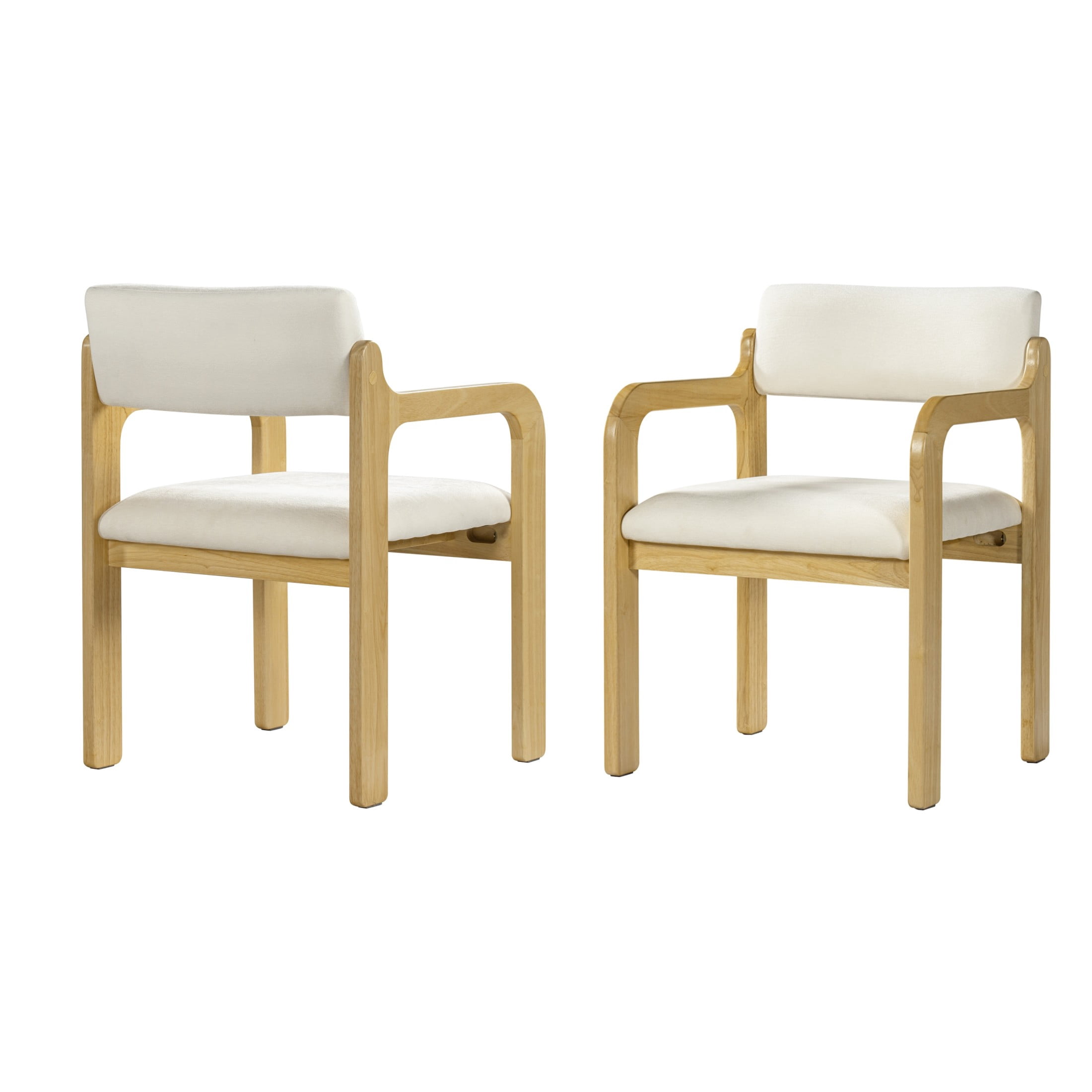 Christopher Knight Home Modern Upholstered Dining Chairs with Wood Frame, Natural+Beige, Set of 2