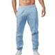 thumbnail image 1 of Pantalones de lino para hombre ligeros de verano: cintura elástica con cordón, pantalones informales de playa, poliéster, tallas S-XXXL para yoga y vacaciones, 1 of 6