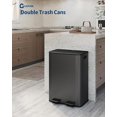 thumbnail image 2 of 2 x 8 Gallon Stainless Steel Double Trash Can with Lid for Kitchen, Large Dual Trash and Recycle Bin Combo, Step-on Kitchen Metal Garbage Cans, PP Inner Buckets, Liner Rim, Matte Black, 2 of 6