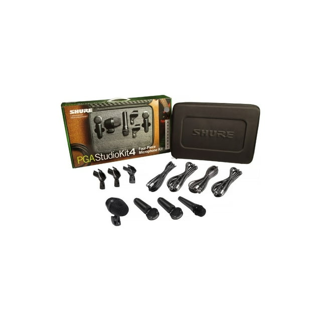 Kit PGASTUDIOKIT4 Shure Micrófonos Studio, 4 Micros Cables Clips y Estuche Shure Patrón Polar Cardioide