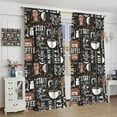 thumbnail image 5 of Abstract Coffee Kitchen Curtains, Coffee Cup Coffee Beans Rustic Art Design Doodle Print Window Treatments for Living Room Bedroom Cafe Dining Room Drapes, 42x54 Inch, 5 of 6