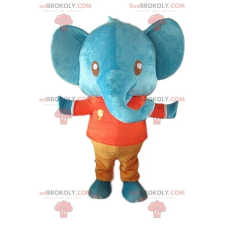 Mascot blue elephant, giant and colorful elephant