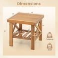 thumbnail image 3 of Gymax Table d'Appoint d'Extérieur en Bois d'Acacia, Table Adirondack avec Tablette de Rangement, Naturel, 3 of 10