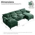 thumbnail image 3 of JONPONY109.45" U Shaped Couch,Oversized 4 Seat Sectional with 4 Waist Pillows, Convertible Upholstery Symmetrical Sofá,Sleeper Couch with Double Chaise Lounge&Memory Foam for Living Room,Green, 3 of 10
