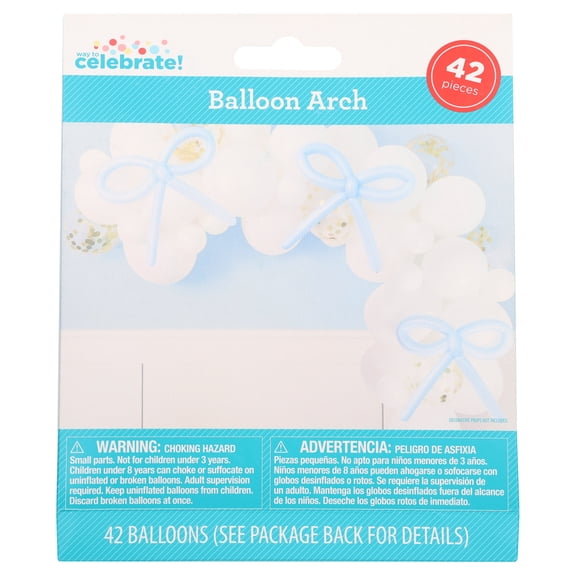 Blue/White/Gold Bows Balloon Arch Kit, 42 Pieces, by Way To Celebrate