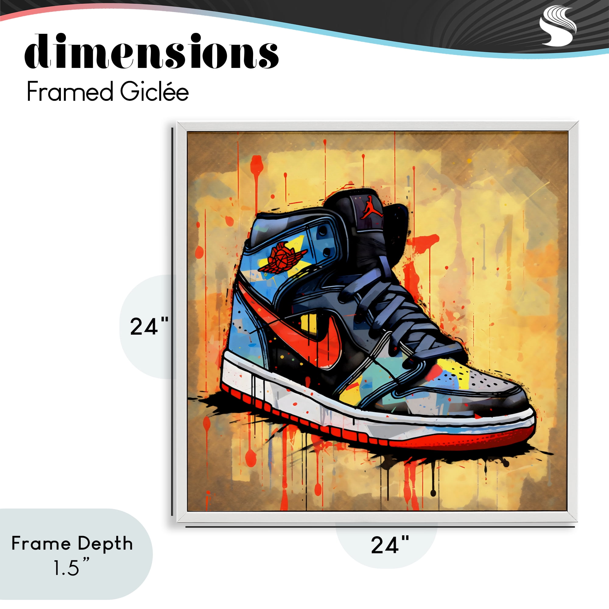 Stupell Industries Sporty Sneaker Drips White Framed Giclee Art, design by Creative Studio
