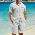 thumbnail image 2 of Miqool Mens 2 Piece Short Sets Summer Tracksuit Casual Short Sleeve Button Down Shirts and Shorts Set Vacation Beach Outfits with Pockets, 2 of 9