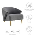 thumbnail image 4 of Armchair Accent Chair, Grey Gray, Velvet, Modern Contemporary, Mid Century Living Hotel Lounge Cafe Lobby, 4 of 8