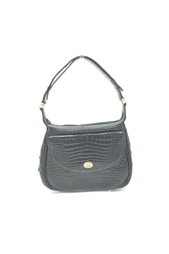 Pre-Owned Gucci logo bag shawl Hand Bag Black (Fair)