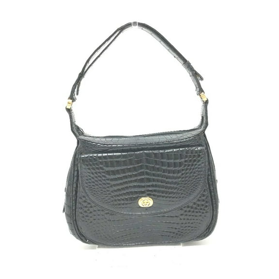 Pre-Owned Gucci logo bag shawl Hand Bag Black (Fair)