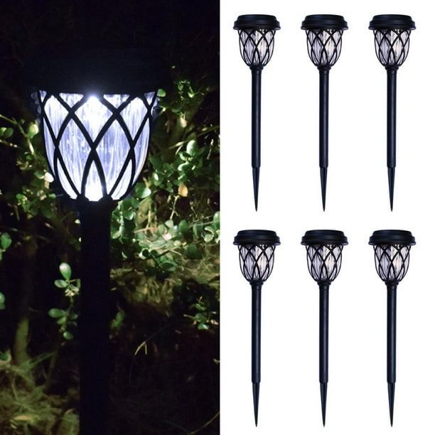 Paquete de 6 luces LED de energía Solar para jardín, exterior, acero inoxidable, paisaje, , , patio, iluminación de césped, lámpara dec Luz blanca