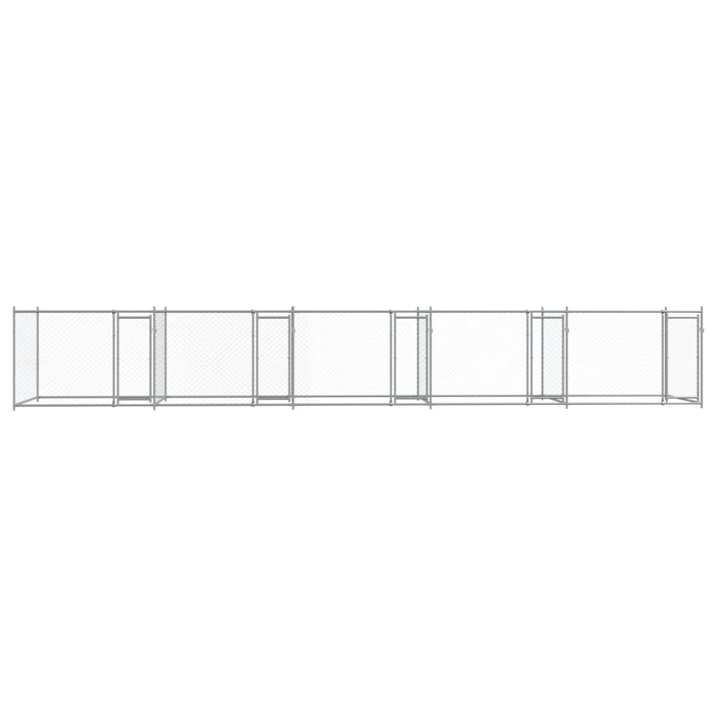 vidaXL Dog Cage Grey Galvanized steel Extra Large Doors Dog Cage