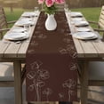 thumbnail image 4 of Brown Flowers Table Runner - 60 Inch Long Pastoral Abstract Floral Minimalist Art Cotton and Linen Blended Dress Scarves Farmhouse Table Runner for Kitchen Dining, Coffee Table, 13" x 60", 4 of 8