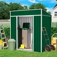 thumbnail image 5 of SOLAURA 6'x4' Outdoor Metal Storage Shed Garden Tool Shed with Sliding Double Door and Single Sloping Roof - Green, 5 of 6