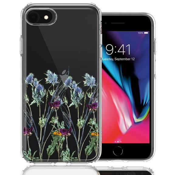 MUNDAZE For Apple iPhone 6/7/8/SE Country Dried Flowers Design Double Layer Phone Case Cover