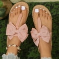 thumbnail image 4 of Xfvqtps Flip Flops for Womens Flat Sole Fake Woven Sole Fine Flash Bowknot Decor Casual Beach Summer Sandals Pink, 4 of 7