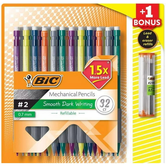 BIC Matic Grip Mechanical Pencil, HB #2, 0.7mm - 32 Pencils