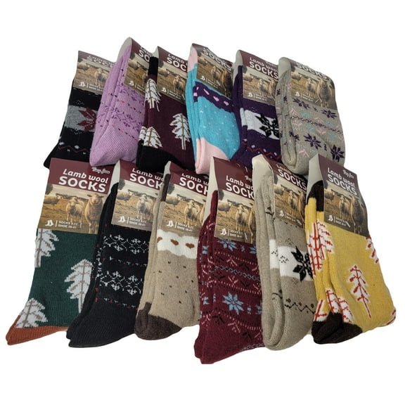 iBerryNY Women Lamb Wool Socks Thermal Warm Winter Hiking Boot Crew, 3-Pack