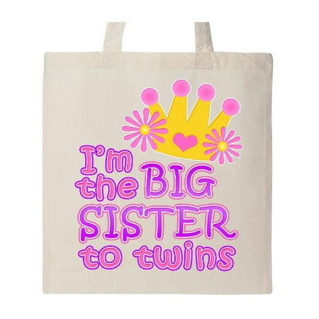 Big Sister Natural - I'm the big sister to twins. Tote Bag Natural One Size