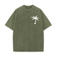 thumbnail image 5 of Afuyipoi Men's Washed Color T-shirt Graphic Print Short Sleeve Crew Neck Vintage Distressed Tee Army Green Size L, 5 of 6