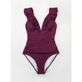 thumbnail image 2 of Women's One Piece Swimsuit Ruffle Lace Up Beach Bathing Suit Tummy Control Swimsuit Bathing Costume, 2 of 3