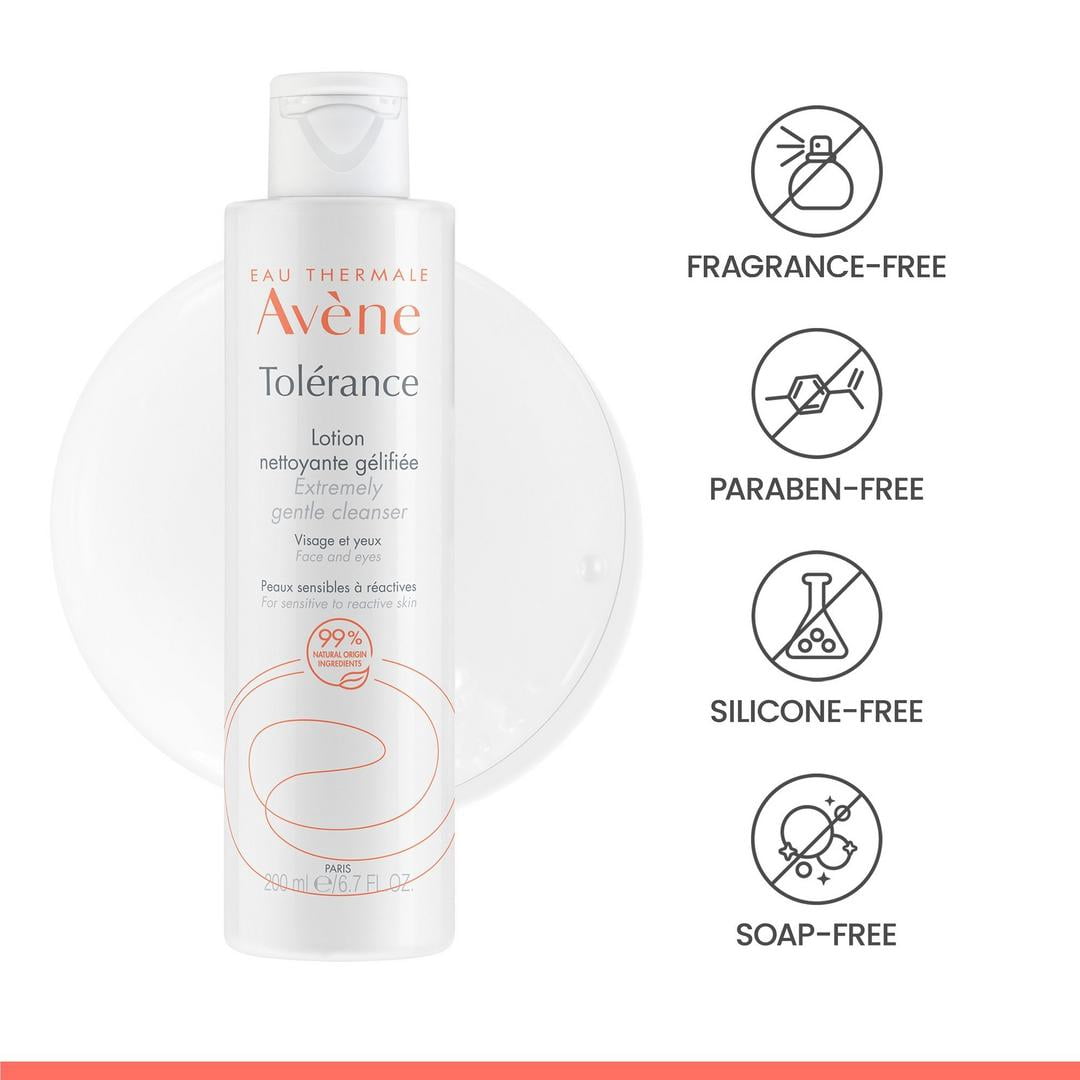 Avene Tolerance Extremely Gentle Cleanser - No-Rinse Cleansing Gel for Face - Soothes and Calms Skin, 6.7 fl oz
