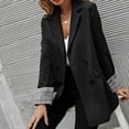 thumbnail image 2 of Chaqueta De Traje Elegante, Chaqueta De Traje De Mujer, Manga Larga, Botones De Doble Fila, Solapa De Bolsillo Para Viajes Para Dama Para Citas ANGGREK Negro M, 2 of 6