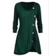 thumbnail image 1 of Jersey de punto con costura irregular y decoración de botones de manga larga y cuello redondo para mujer de talla grande, 1 of 6