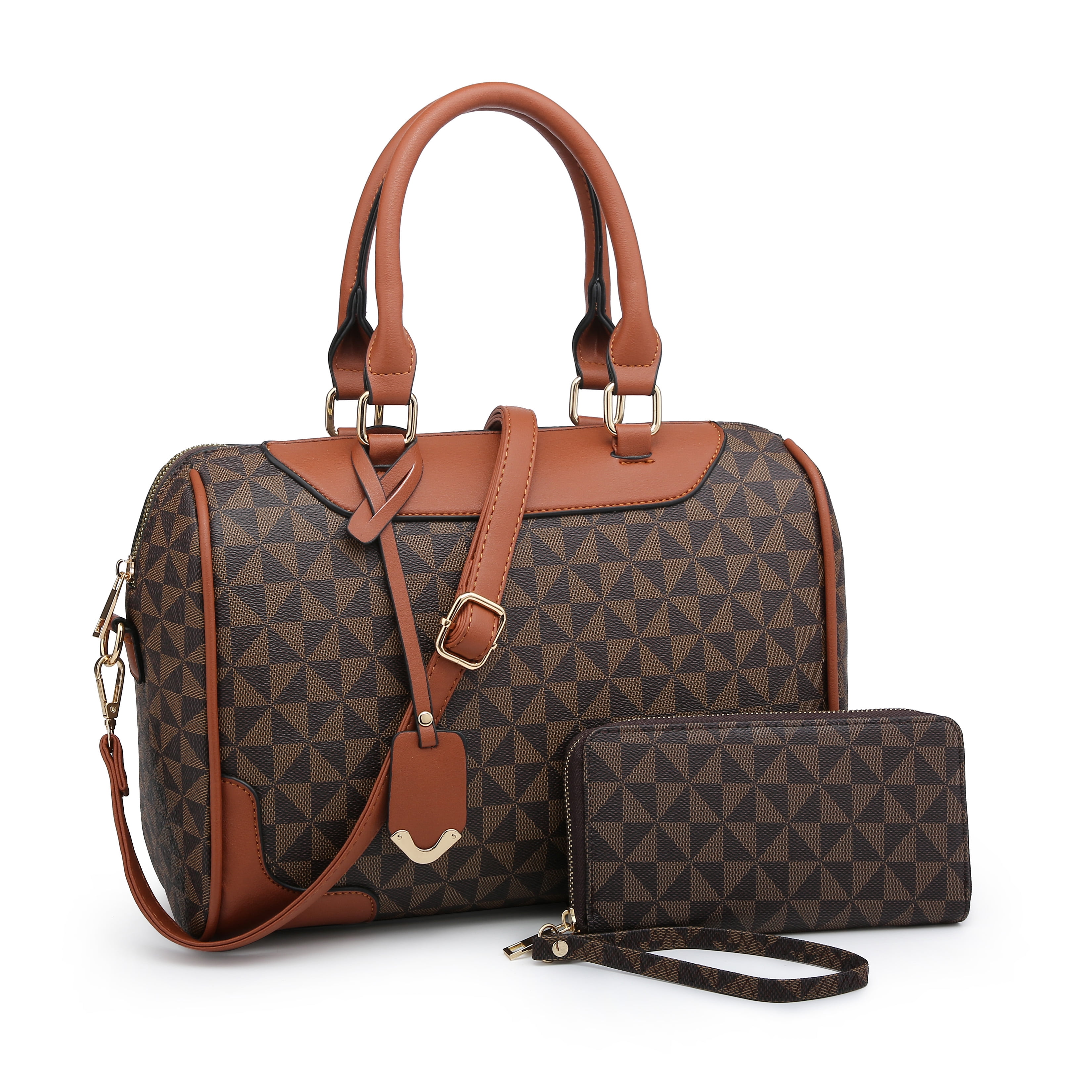 POPPY POPPY Women's Satchel Shoulder Bag and Wallet Set Ladies